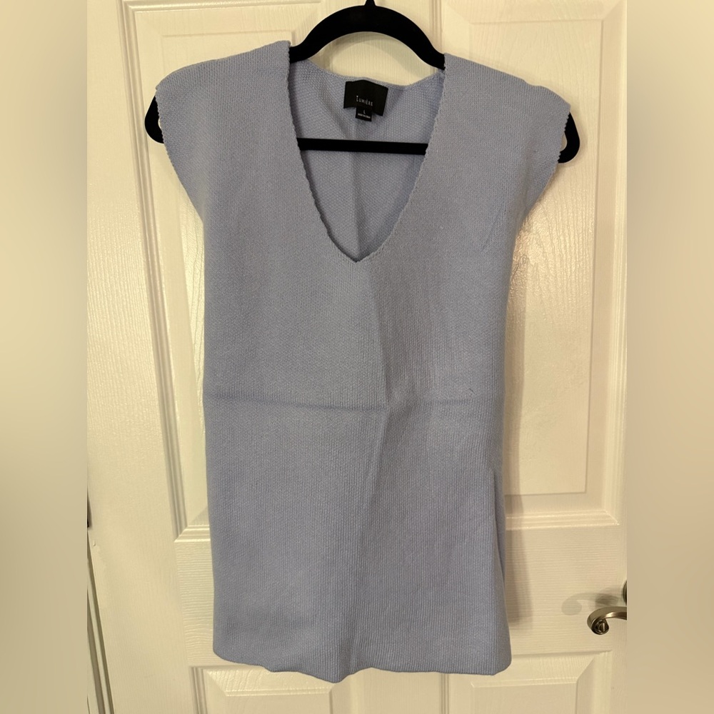 Lumiere Light Blue Sleeveless Knit Top